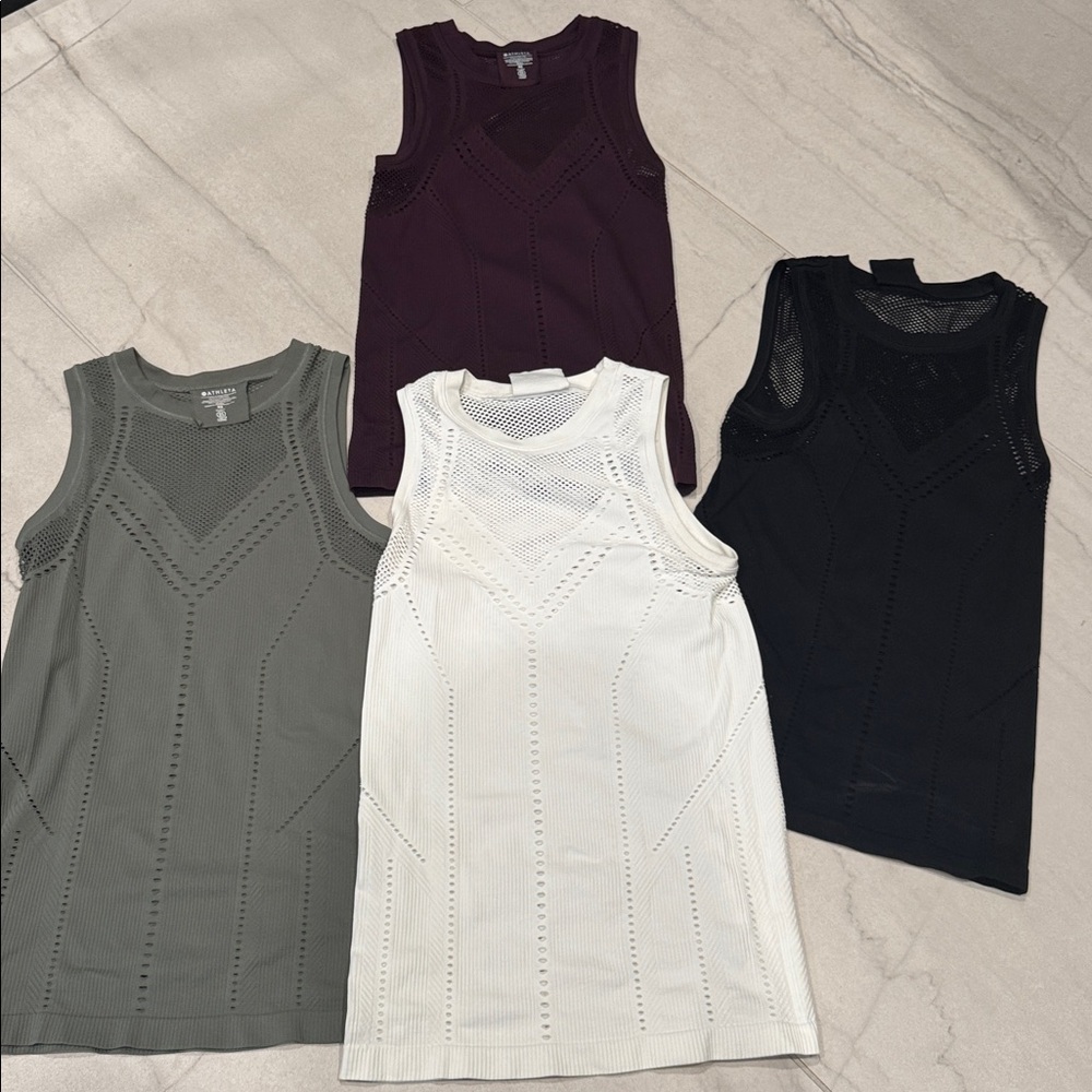 Athleta Mesh Sleeveless Tank Tops  lot of 4 Size xs